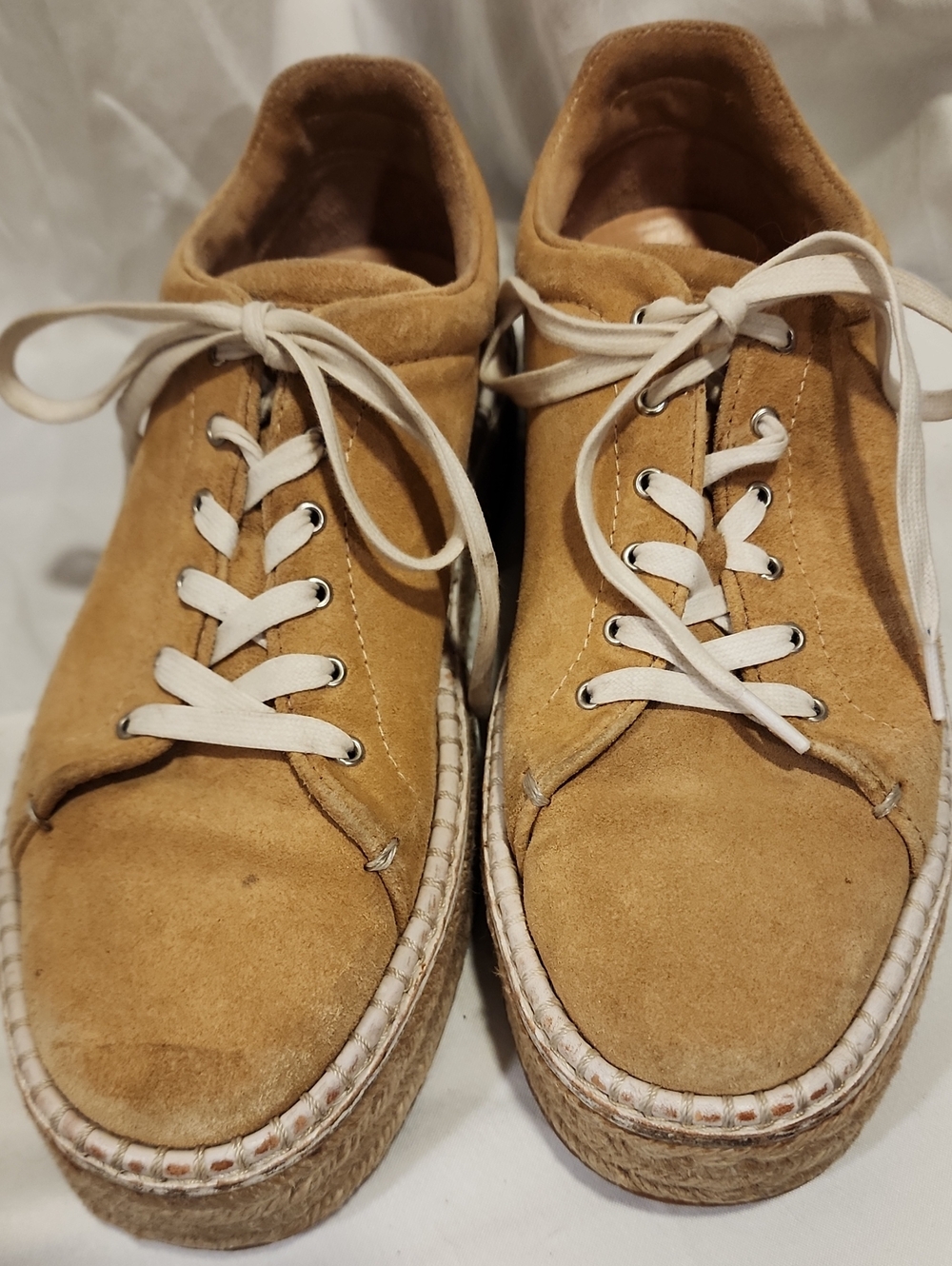 rag & bone Tan Suede Platform Espadrille Lace Up Sneakers